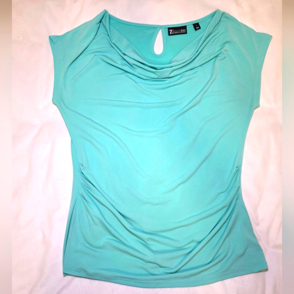 New York & Co 7th Avenue Sleeveless Cowl Neck Ruched Top Shirt Blouse- Sz Large